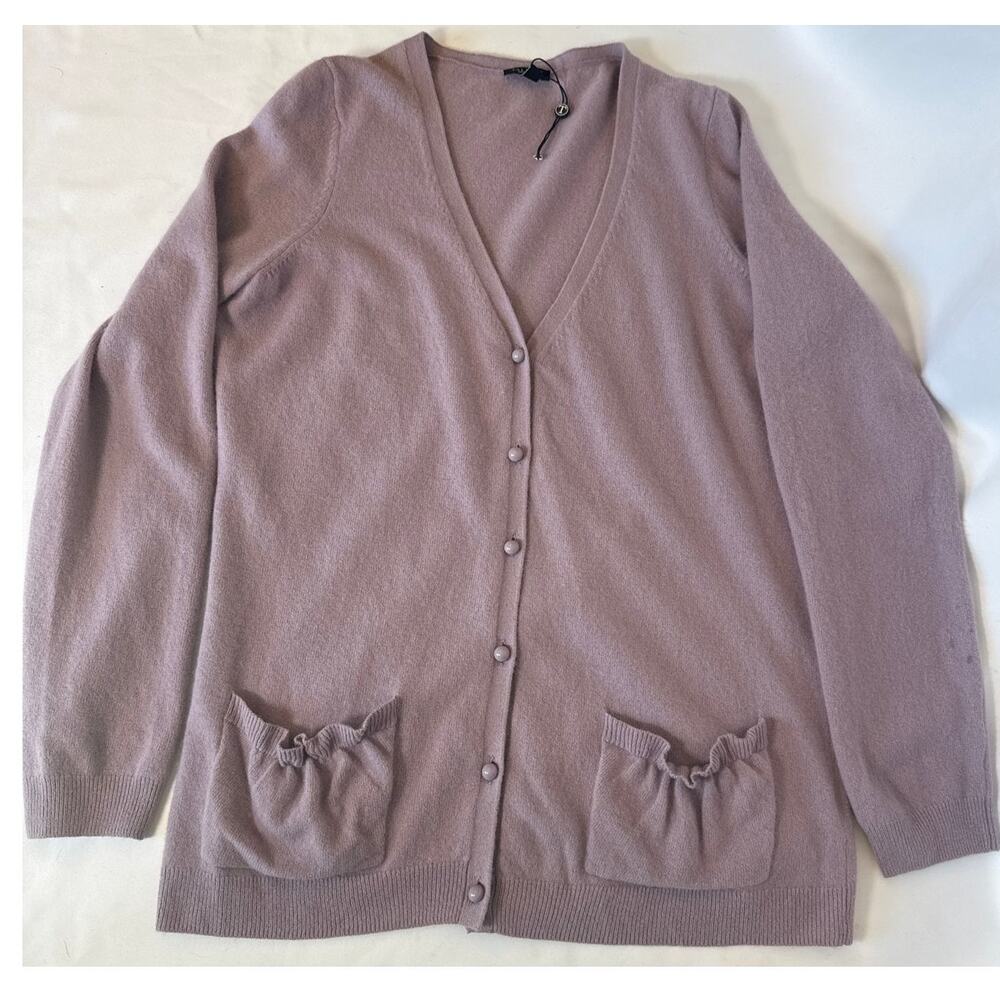 Talbots Lambswool Angora Cardigan Sweater Lavender Button Front NWOT Small